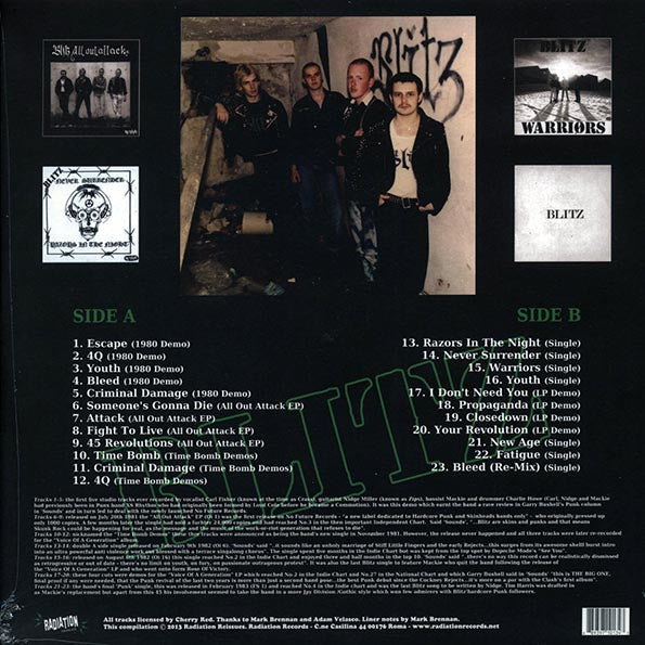BLITZ: Time Bomb: Early Singles And Demo Collection Vinyl LP in Australia Global Disrupt back